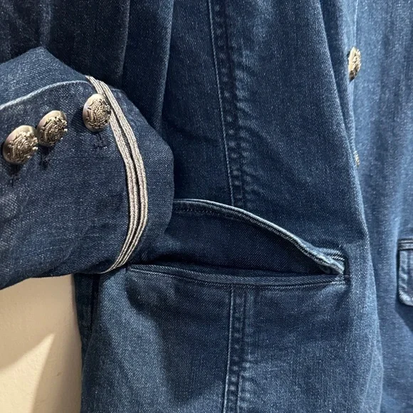 LAUREN RALPH LAUREN Sz8 MILITARY-INSPIRED OFFICER STRETCH DENIM JACKET - Picture 8 of 13